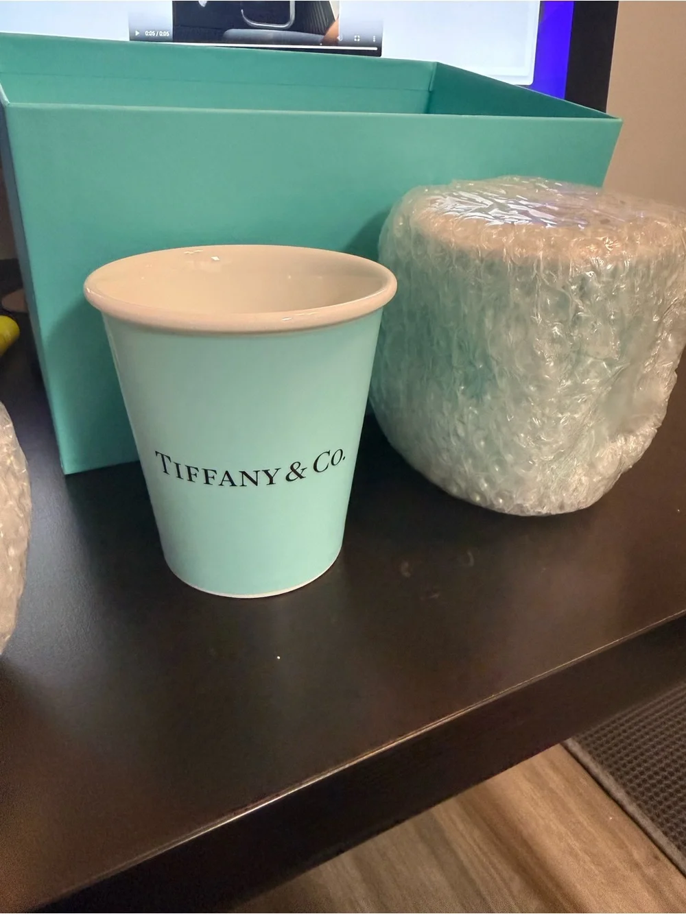 Tiffany & Co. Fine Bone China Paper Cup Espresso Cups Set of 2 w/ Box